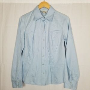 Ann Taylor Loft Pearl Button Button Down in Blue